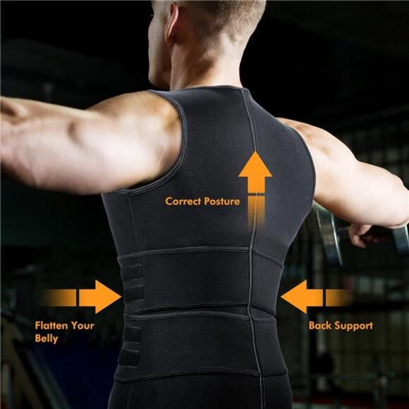 Sauna Vest Waist Trainer for Men - Mens Sauna Suit Double Sweat Belt Body Shaper - Picture 4 of 7